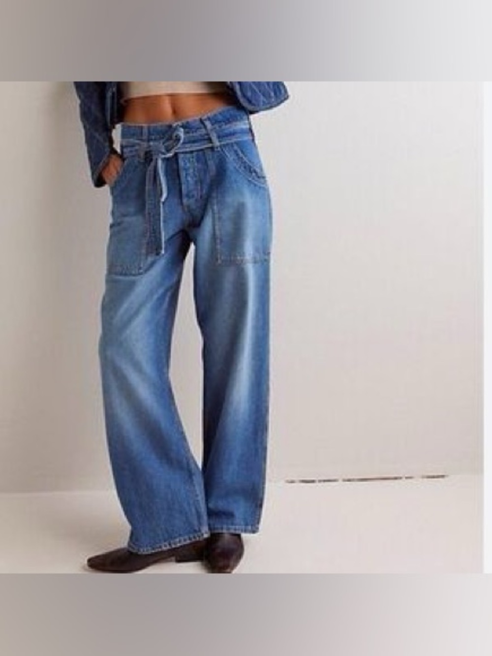 We The Free Blue Jay Belted Boyfriend Jeans 🔥 size 32 •Free People